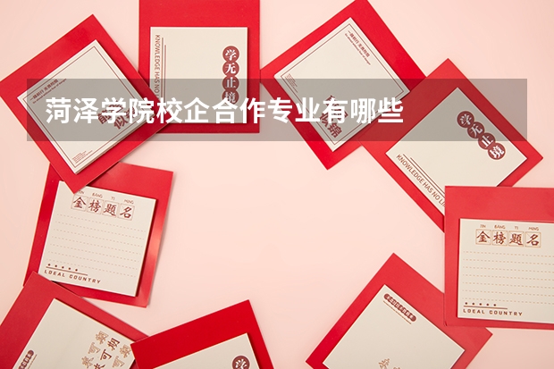 菏泽学院校企合作专业有哪些